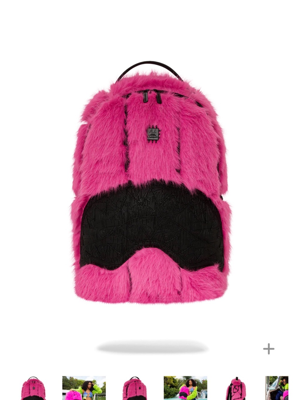 Sprayground Pink Faux Fur Backpack with Black Accent (FIRM PRICE)